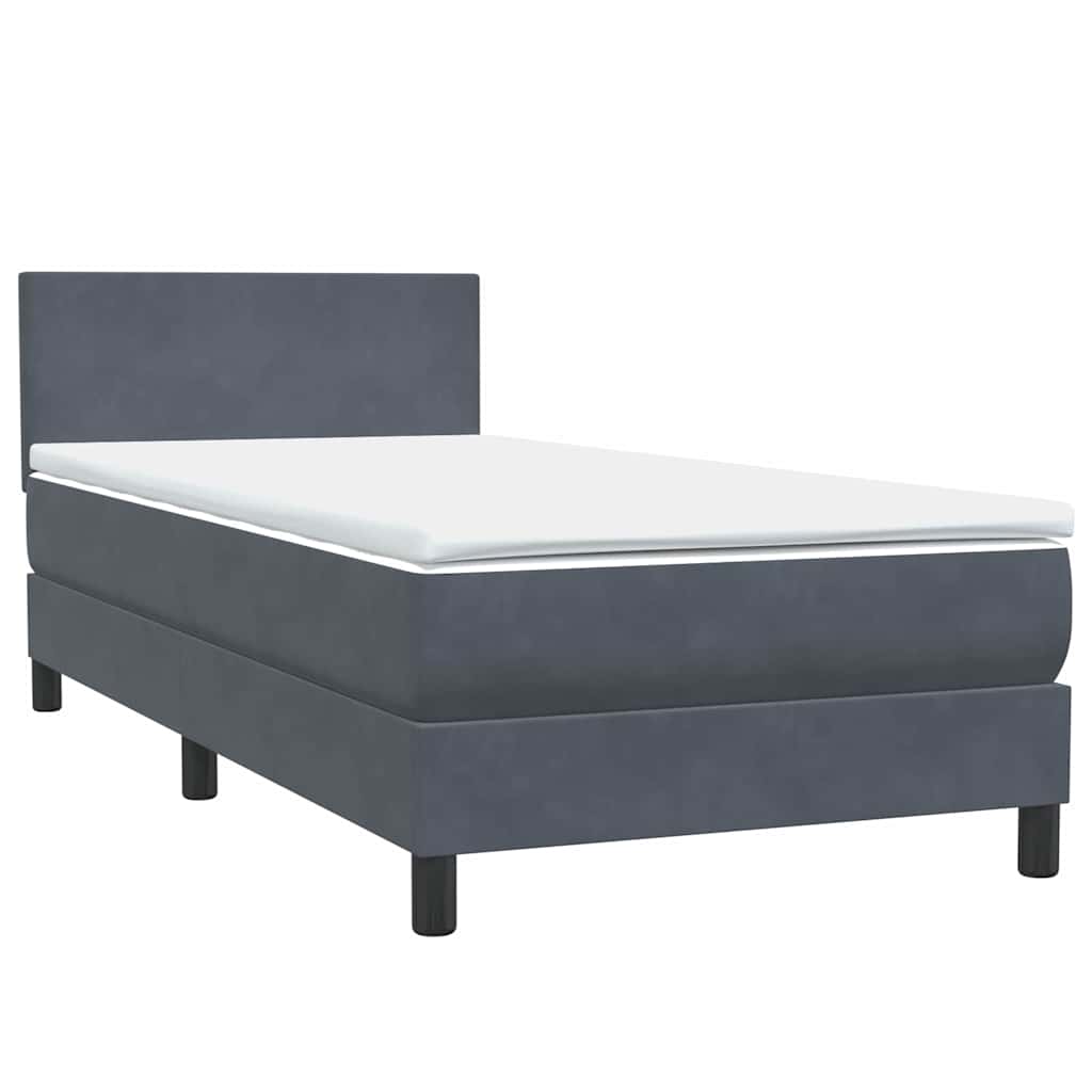 Box Spring krevet s madracem tamno sivi 80x210 cm baršun