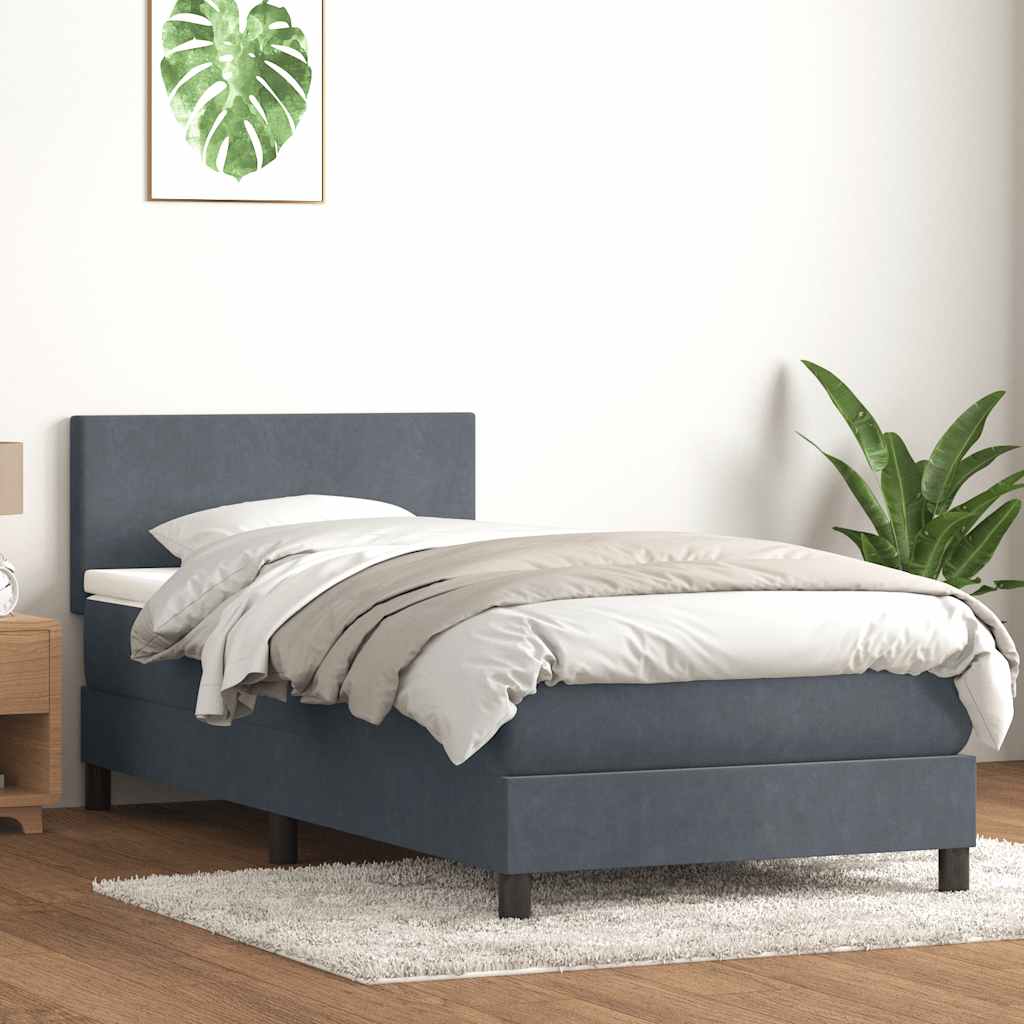 Box Spring krevet s madracem tamno sivi 80x210 cm baršun