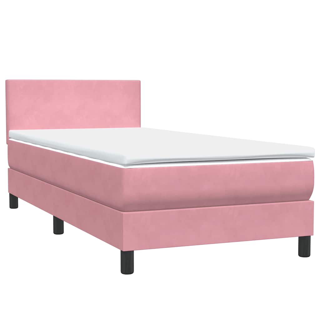 Box Spring krevet s madracem ružičasti 90x210 cm samt