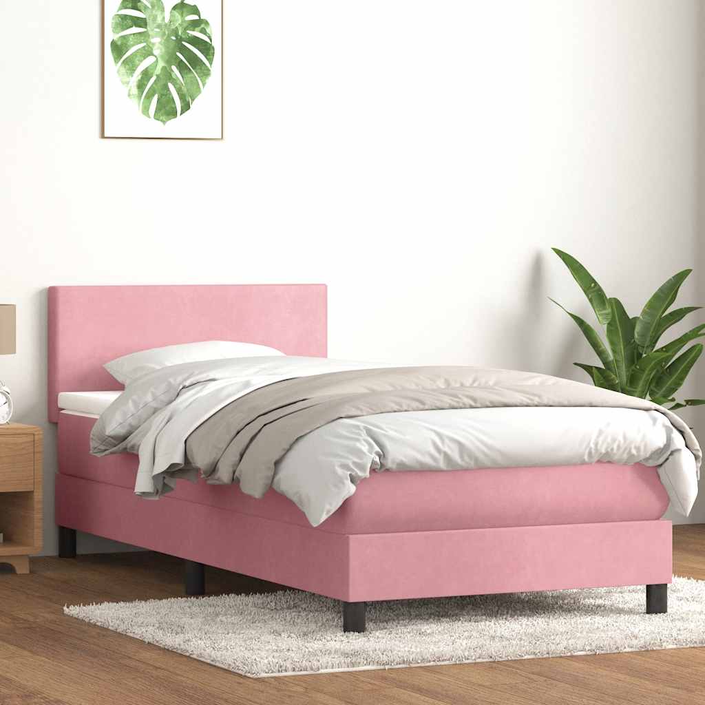 Box Spring krevet s madracem ružičasti 90x210 cm samt