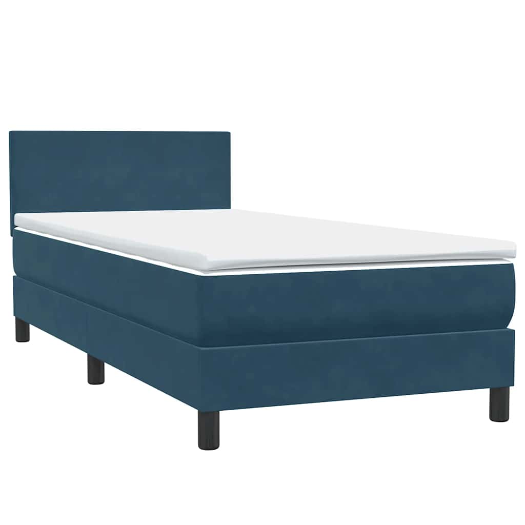 Box spring krevet s madracem tamnoplavi 80x220 cm baršunasti