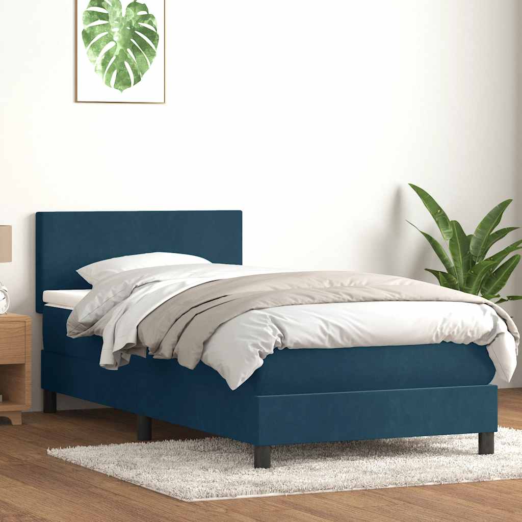 Box spring krevet s madracem tamnoplavi 80x220 cm baršunasti
