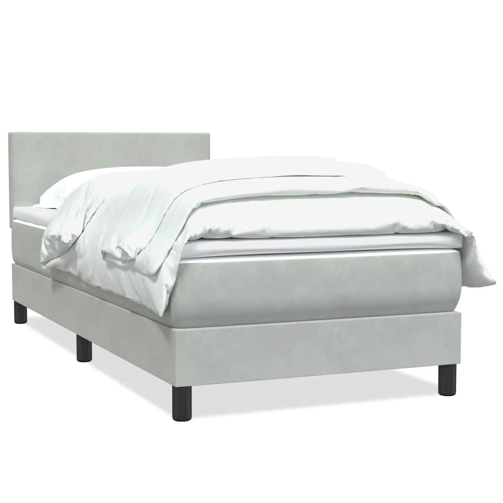 Box Spring krevet s madracem svijetlo sivi 90x220 cm baršun