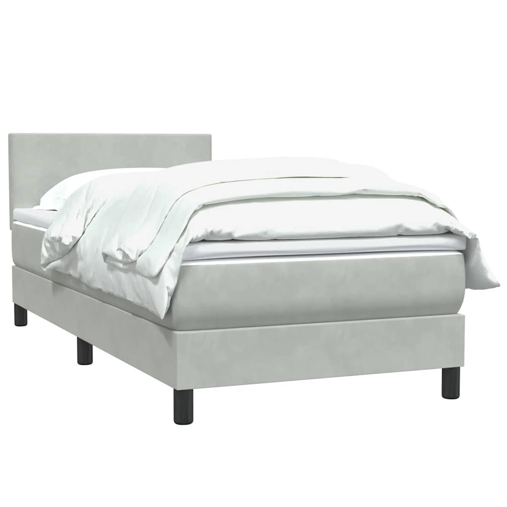 Box Spring krevet s madracem svijetlo sivi 90x220 cm baršun