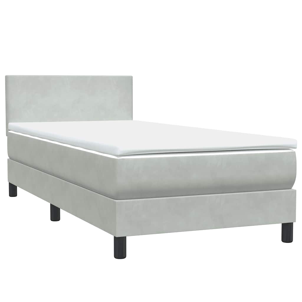 Box Spring krevet s madracem svijetlo sivi 90x220 cm baršun