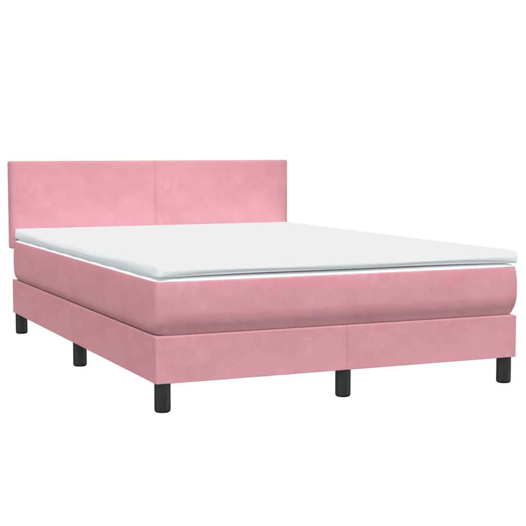 Box Spring krevet s madracem ružičasti 140x220 cm baršun