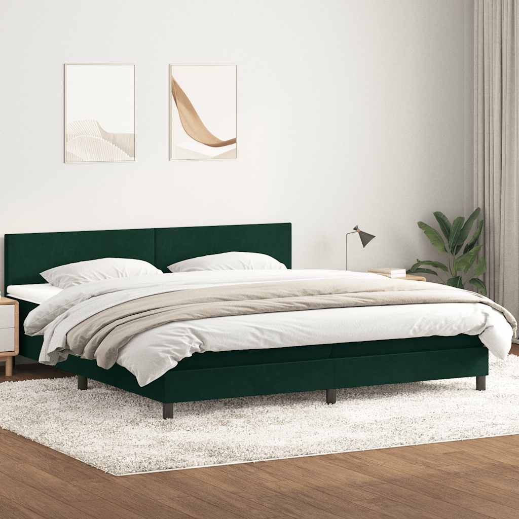 Box Spring krevet s madracem tamno zeleni 180x220 cm baršun