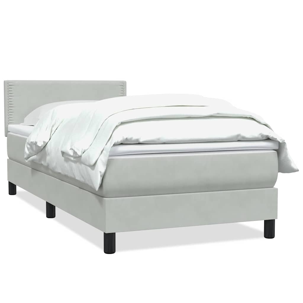 Box Spring krevet s madracem svijetlo sivi 90x210 cm baršun