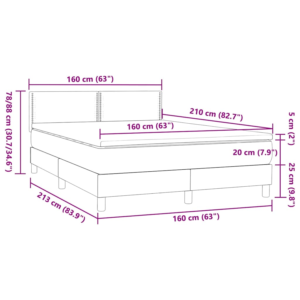 Box spring krevet s madracem crni 160x210 cm baršunasti