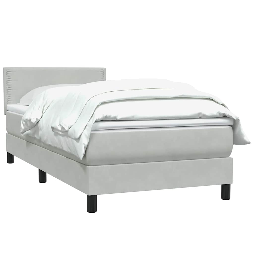 Box Spring krevet s madracem svijetlo sivi 80x220 cm samt
