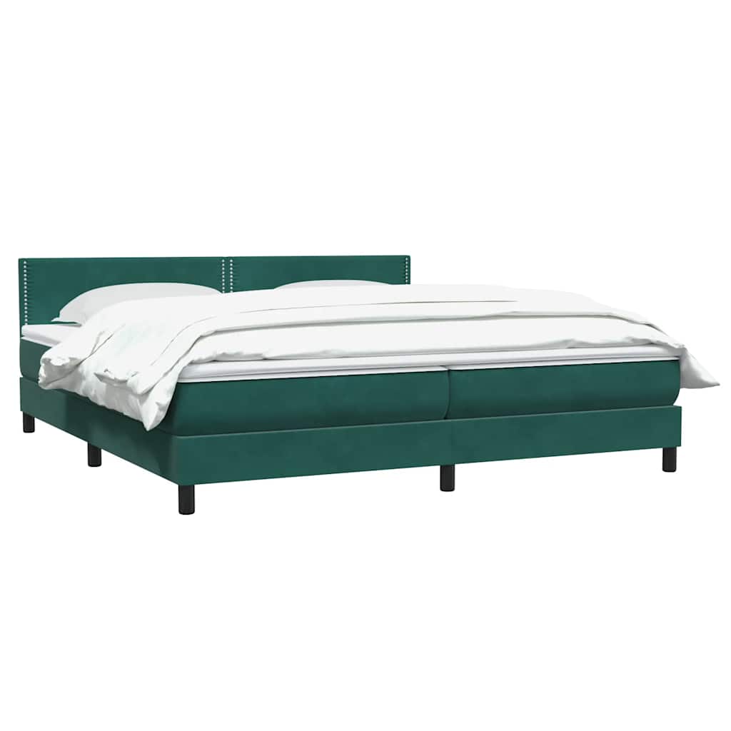 Box Spring krevet s madracem tamno zeleni 180x220 cm baršun