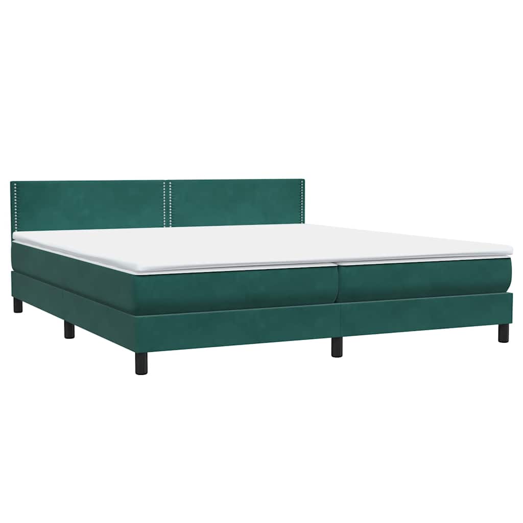 Box Spring krevet s madracem tamno zeleni 180x220 cm baršun
