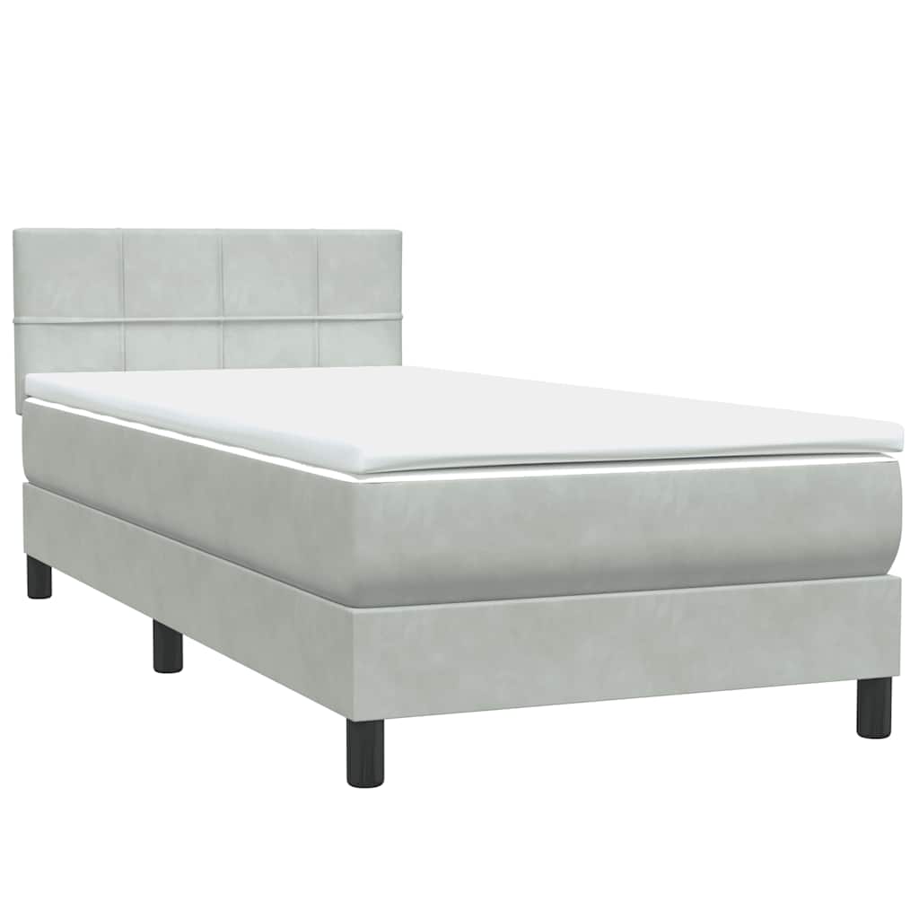 Box Spring krevet s madracem svijetlo sivi 80x220 cm samt