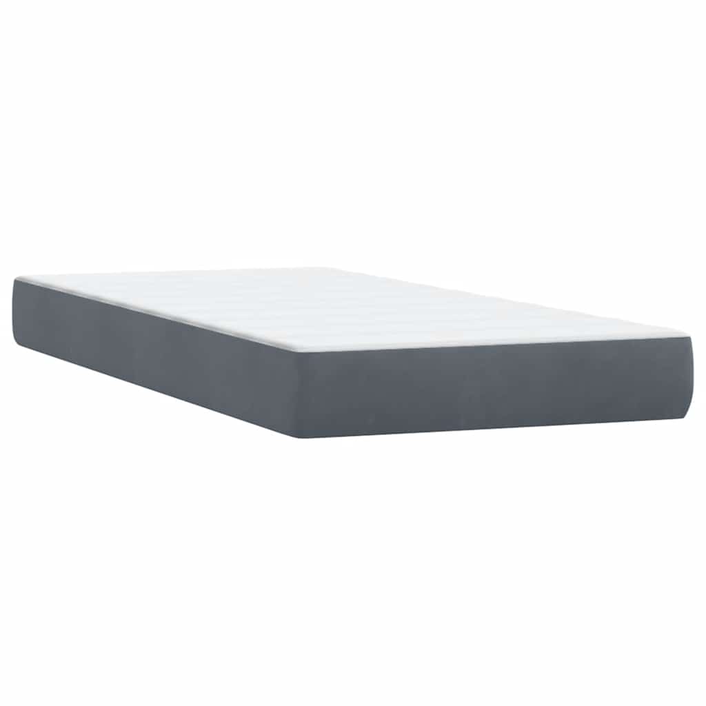 Box spring krevet s madracem tamnosivi 90x220 cm baršunasti