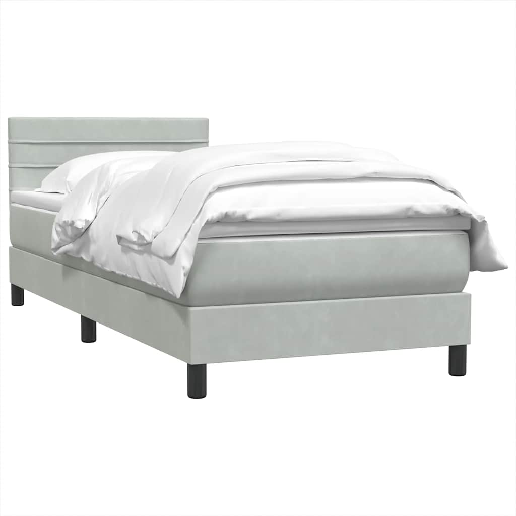 Box Spring krevet s madracem svijetlo sivi 80x210 cm baršun