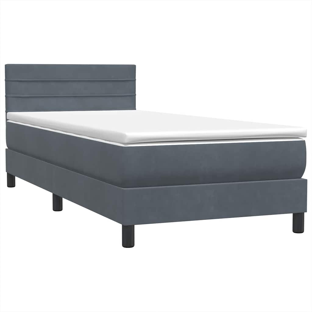 Box Spring krevet s madracem tamno sivi 80x210 cm baršun