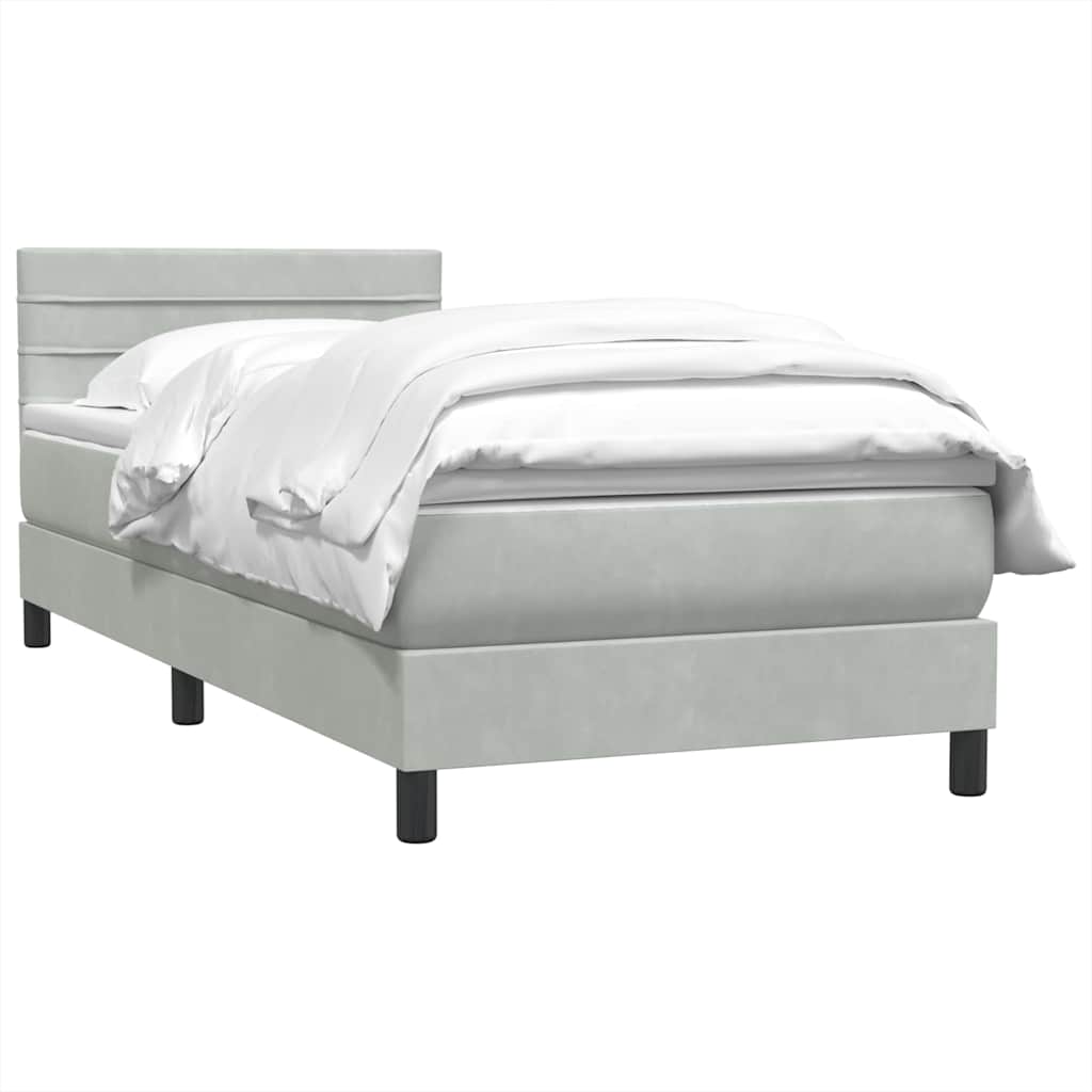 Box Spring krevet s madracem svijetlo sivi 90x210 cm baršun