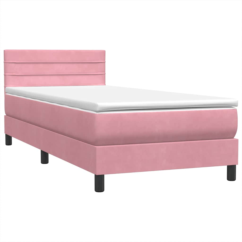 Box Spring krevet s madracem ružičasti 90x210 cm samt