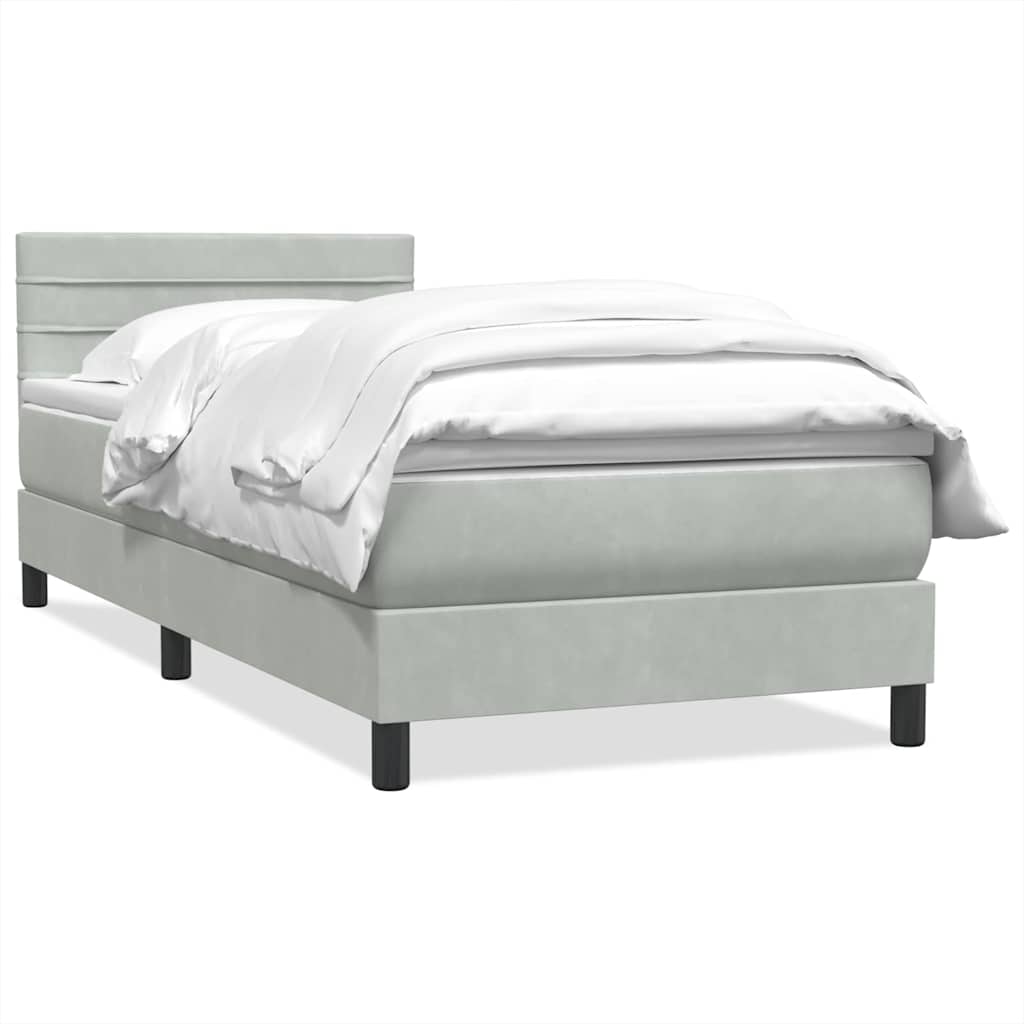 Box Spring krevet s madracem svijetlo sivi 80x220 cm samt