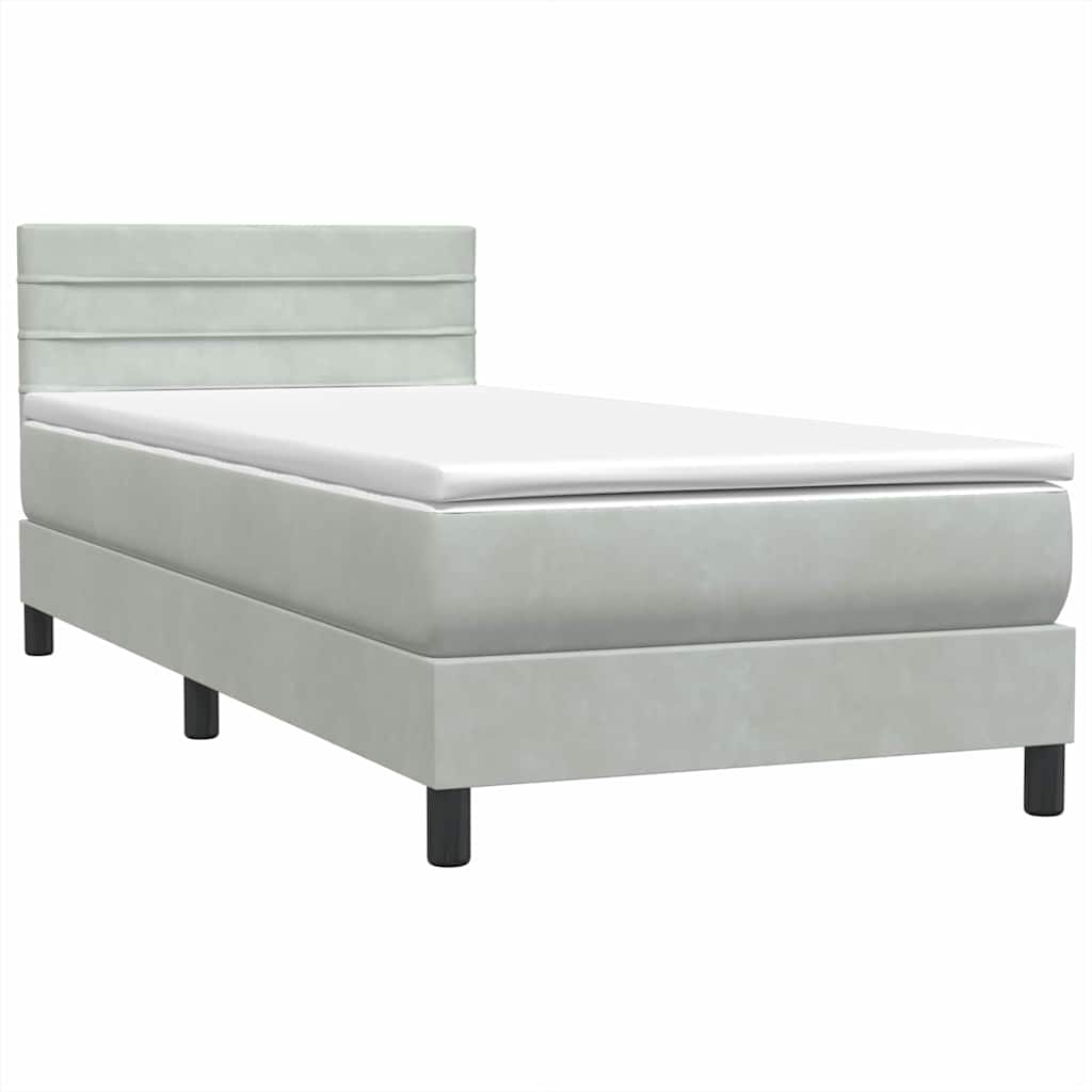 Box Spring krevet s madracem svijetlo sivi 80x220 cm samt