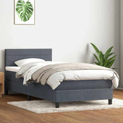 Box spring krevet s madracem tamnosivi 80 x 220 cm baršunasti