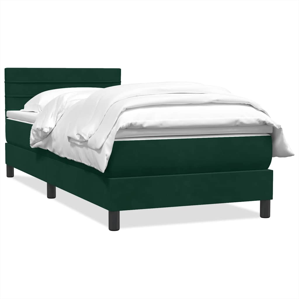 Box Spring krevet s madracem tamnozeleni 80x220 cm baršun