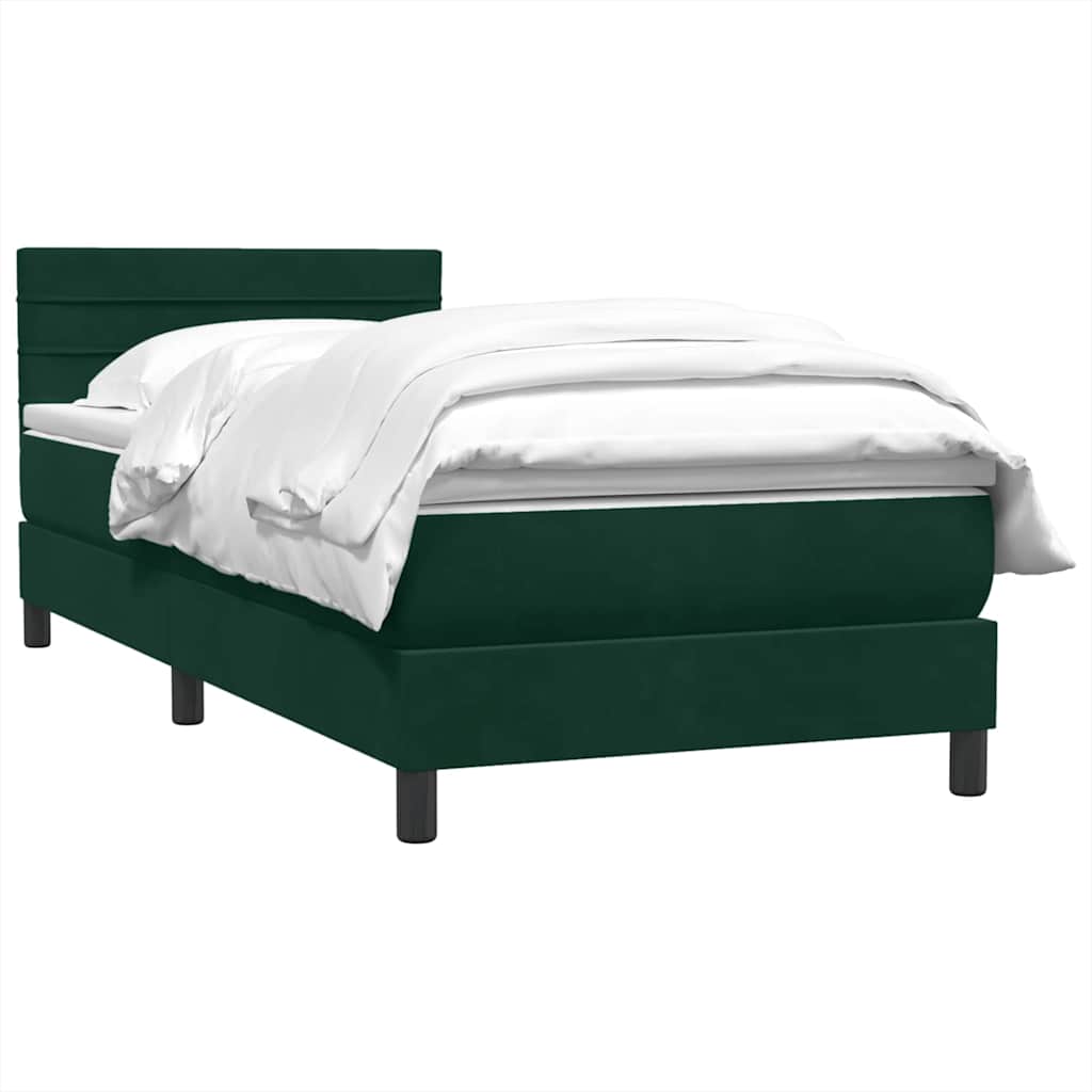 Box Spring krevet s madracem tamnozeleni 80x220 cm baršun