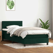 Box Spring krevet s madracem tamnozeleni 80x220 cm baršun