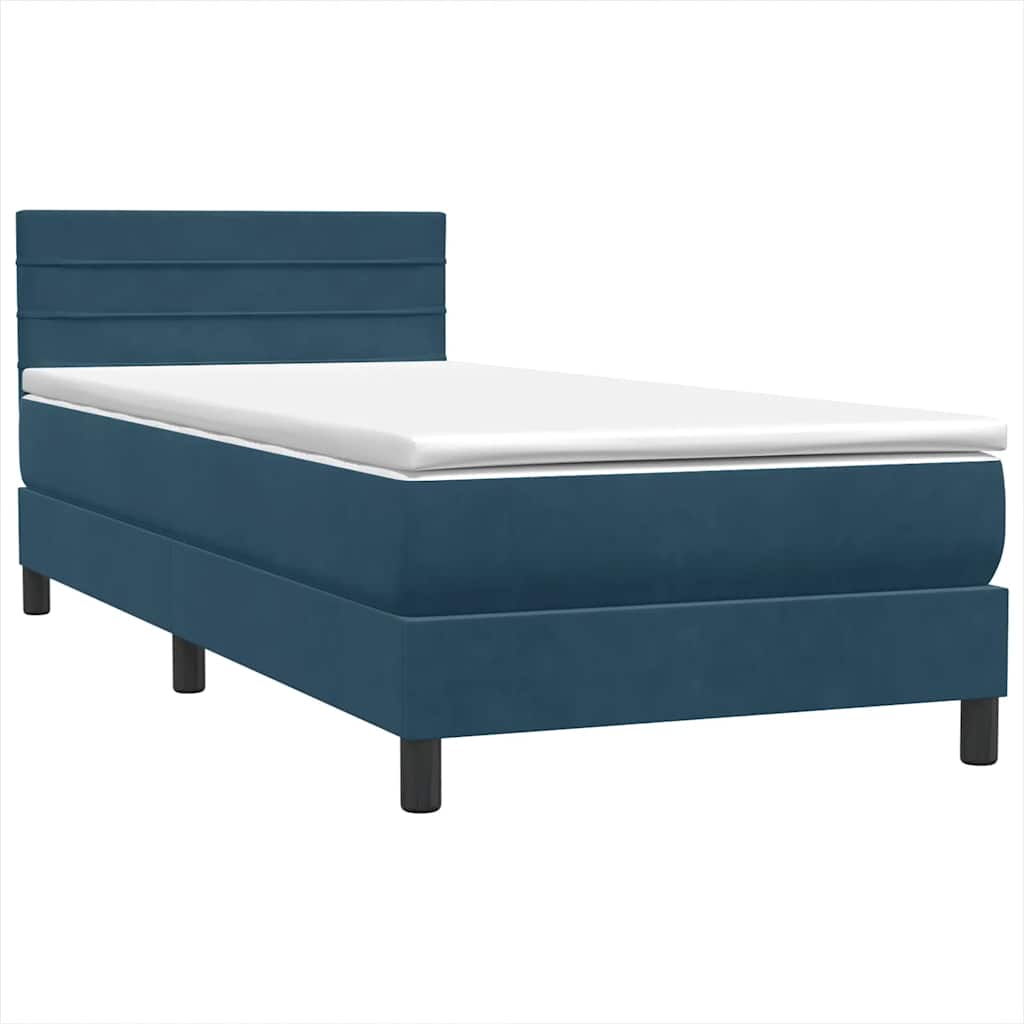 Box spring krevet s madracem tamnoplavi 80x220 cm baršunasti