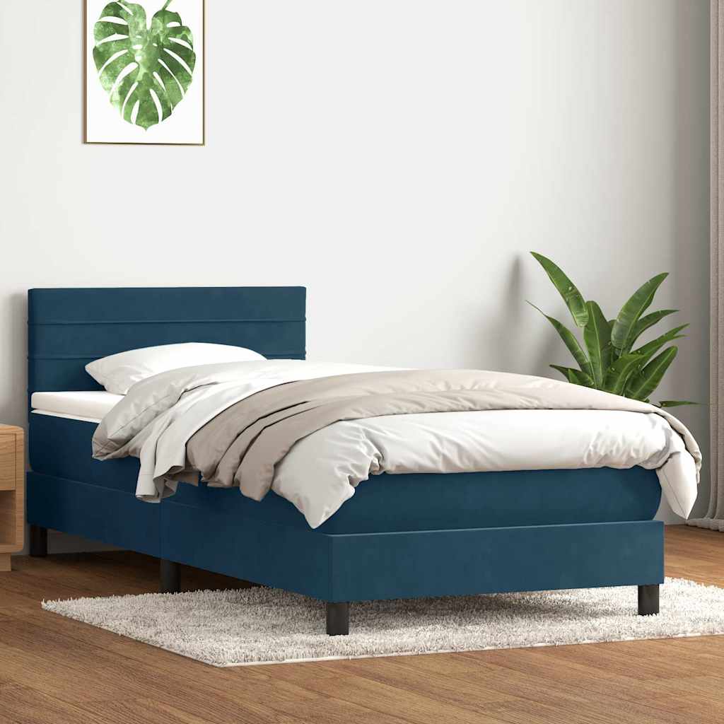 Box spring krevet s madracem tamnoplavi 80x220 cm baršunasti