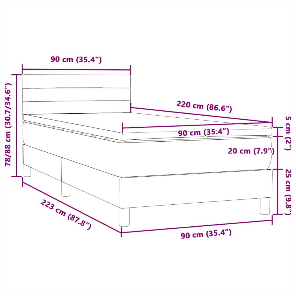 Box spring krevet s madracem ružičasti 90x220 cm baršunasti