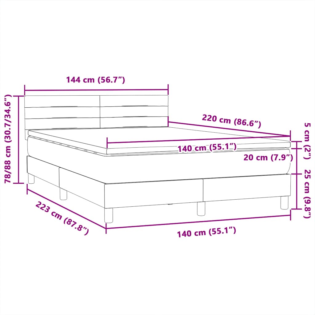 Box Spring krevet s madracem ružičasti 140x220 cm baršun