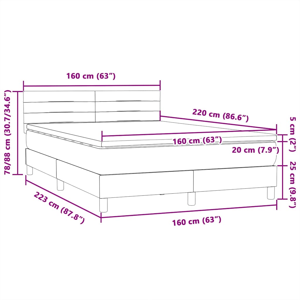 Box Spring krevet s madracem ružičasti 160x220 cm baršun