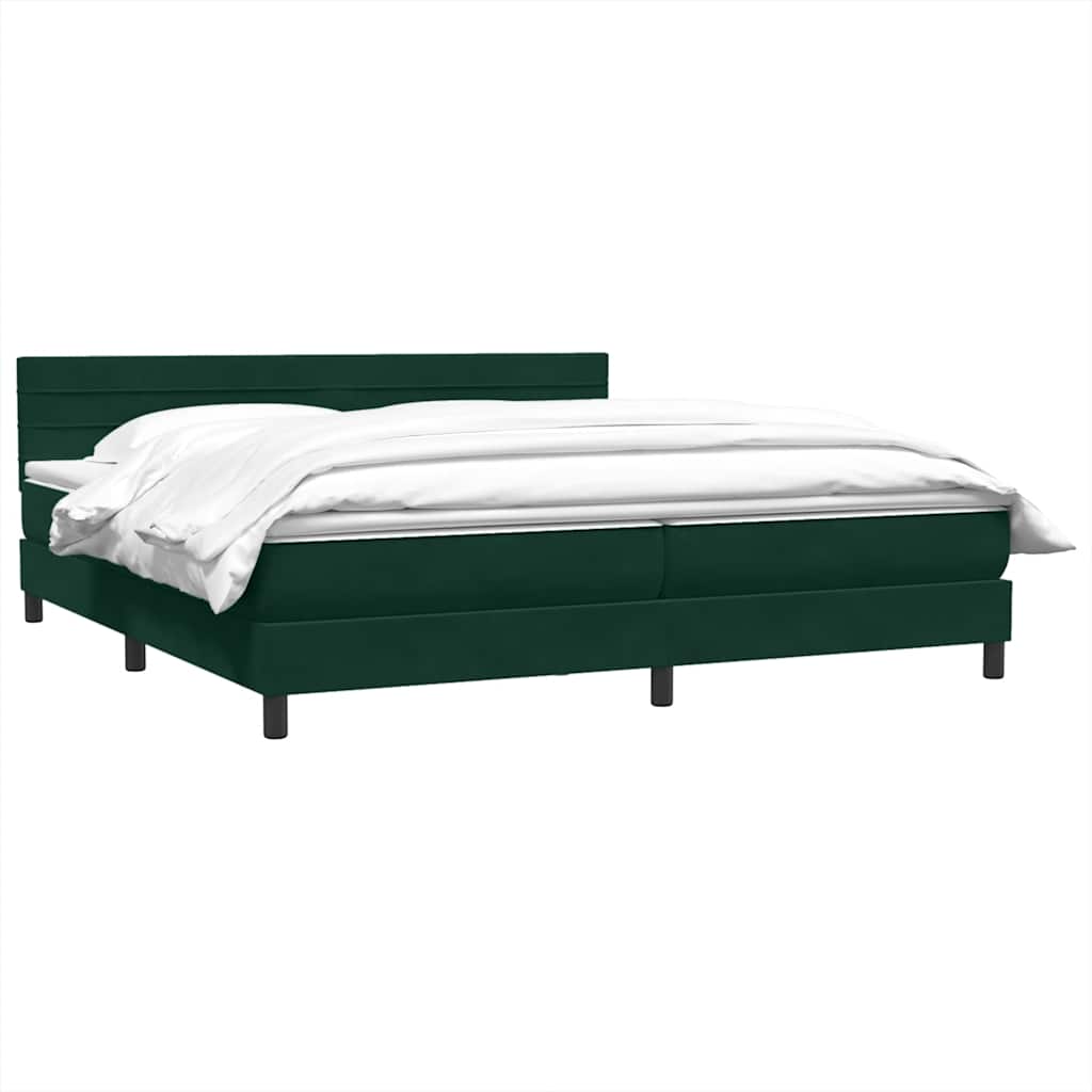 Box Spring krevet s madracem tamno zeleni 180x220 cm baršun