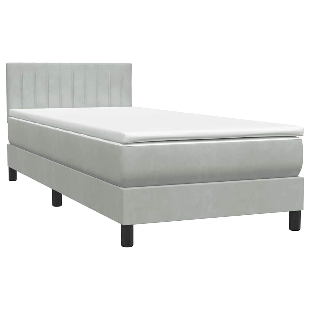 Box Spring krevet s madracem svijetlo sivi 80x210 cm baršun