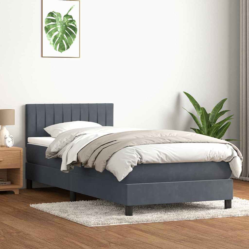Box Spring krevet s madracem tamno sivi 80x210 cm baršun