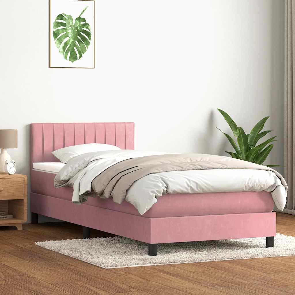 Box spring krevet s madracem ružičasti 80 x 220 cm baršunasti