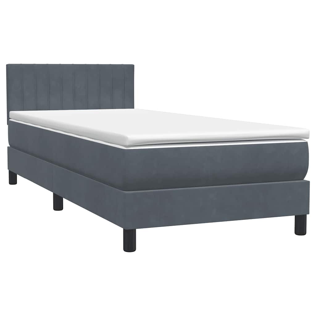 Box spring krevet s madracem tamnosivi 90x220 cm baršunasti