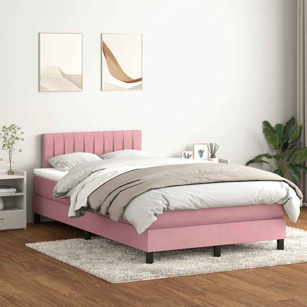 Box Spring krevet s madracem ružičasti 120x220 cm samt
