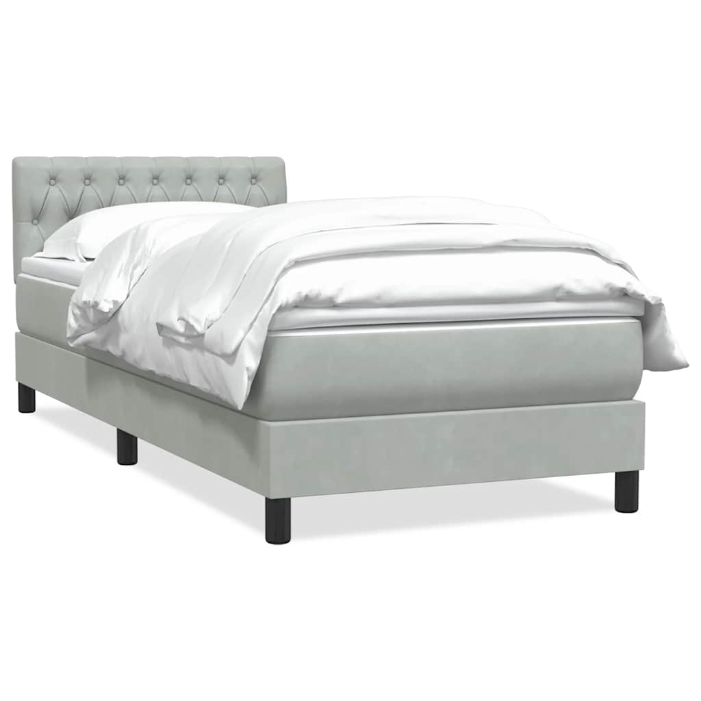 Box Spring krevet s madracem svijetlo sivi 80x210 cm baršun