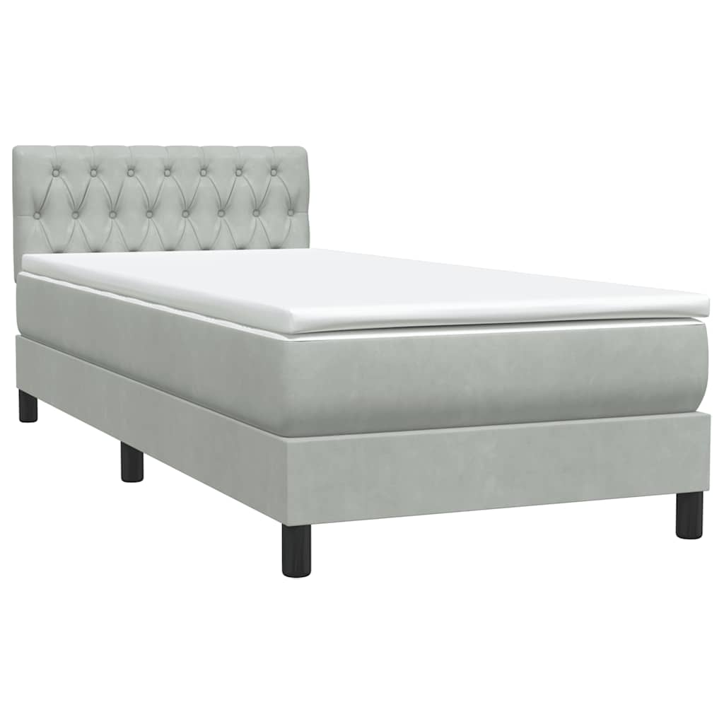 Box Spring krevet s madracem svijetlo sivi 80x210 cm baršun