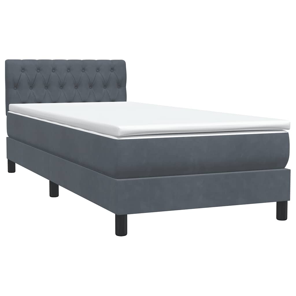 Box Spring krevet s madracem tamno sivi 80x210 cm baršun