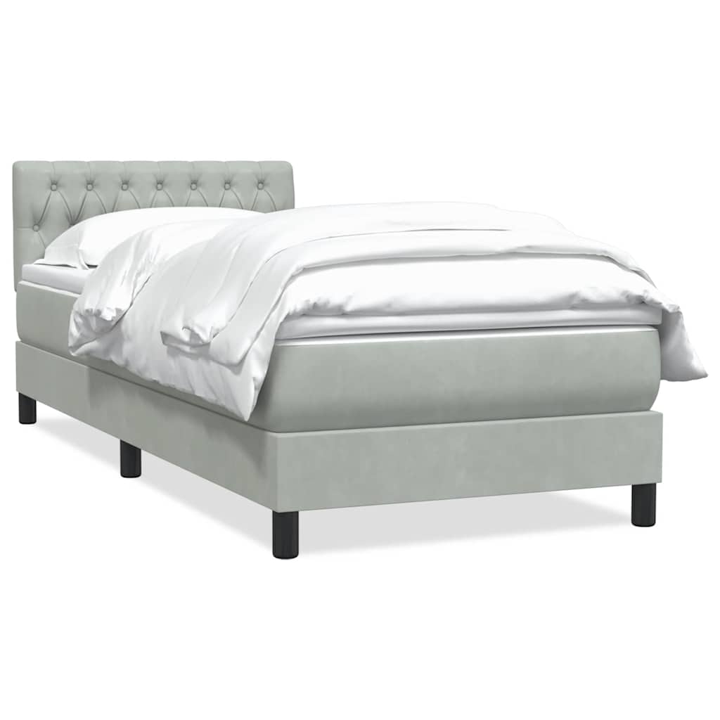Box Spring krevet s madracem svijetlo sivi 90x210 cm baršun