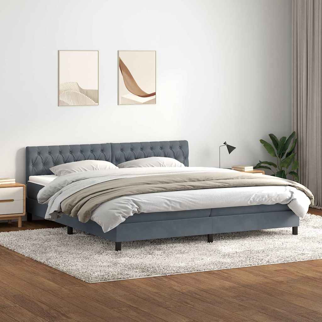 Krevet s oprugama i madracem tamnosivi 180x210 cm baršunasti