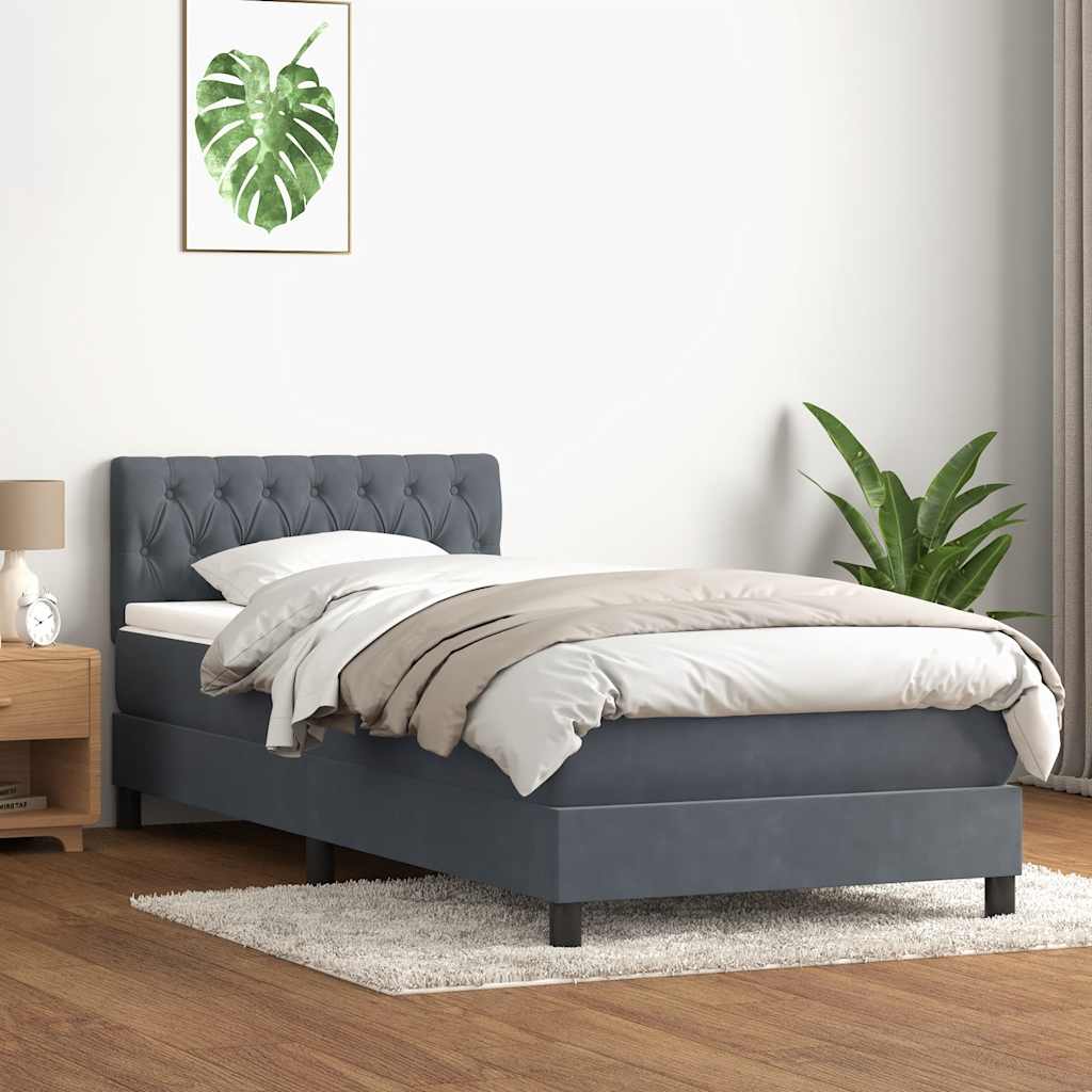 Box spring krevet s madracem tamnosivi 80 x 220 cm baršunasti