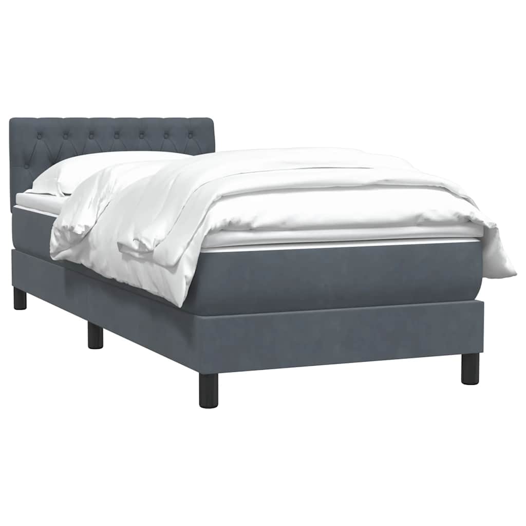 Box spring krevet s madracem tamnosivi 90x220 cm baršunasti