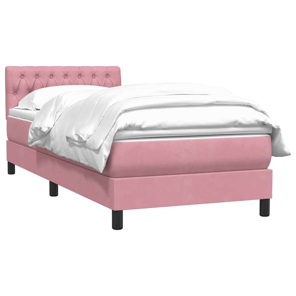 Box spring krevet s madracem ružičasti 90x220 cm baršunasti