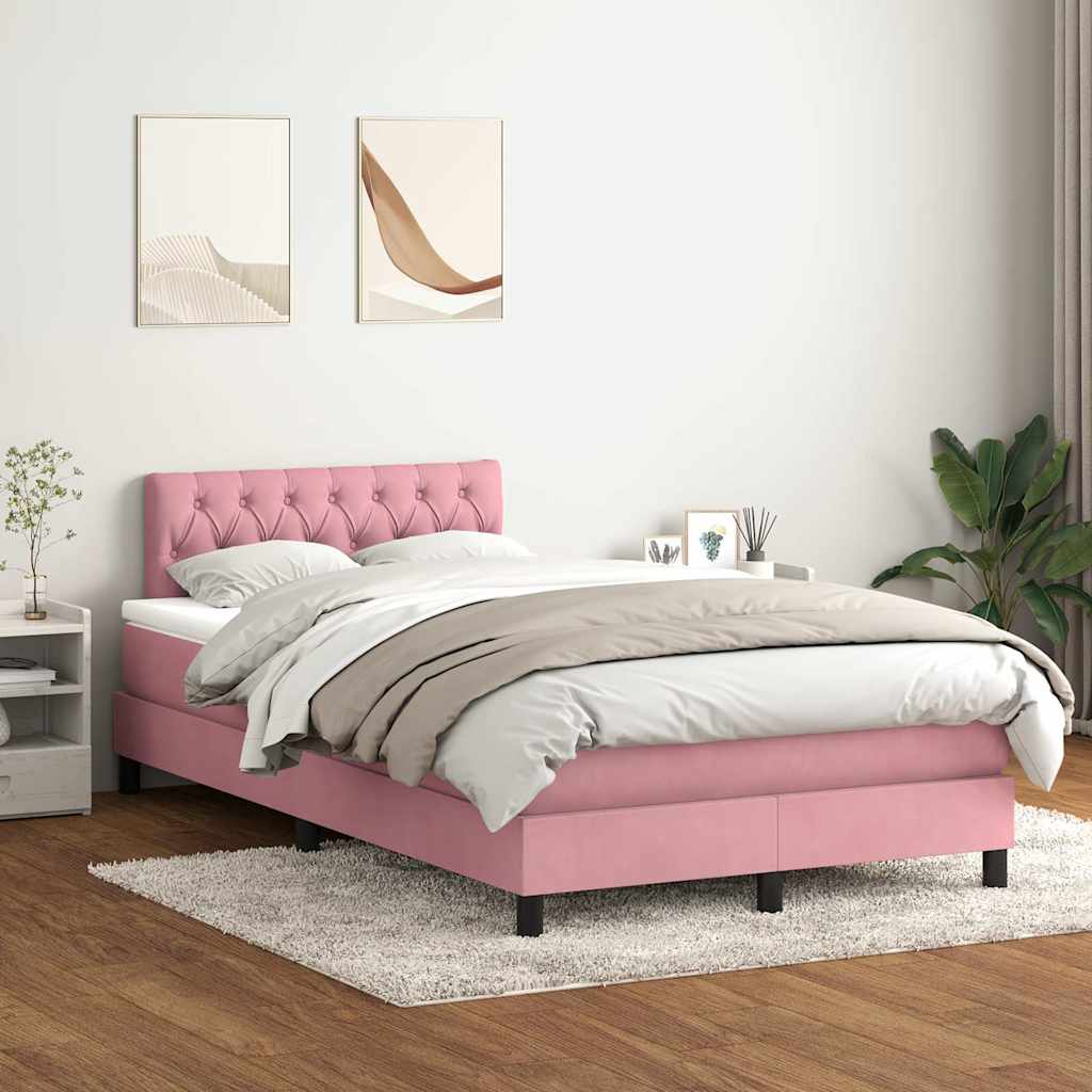 Box Spring krevet s madracem ružičasti 120x220 cm samt