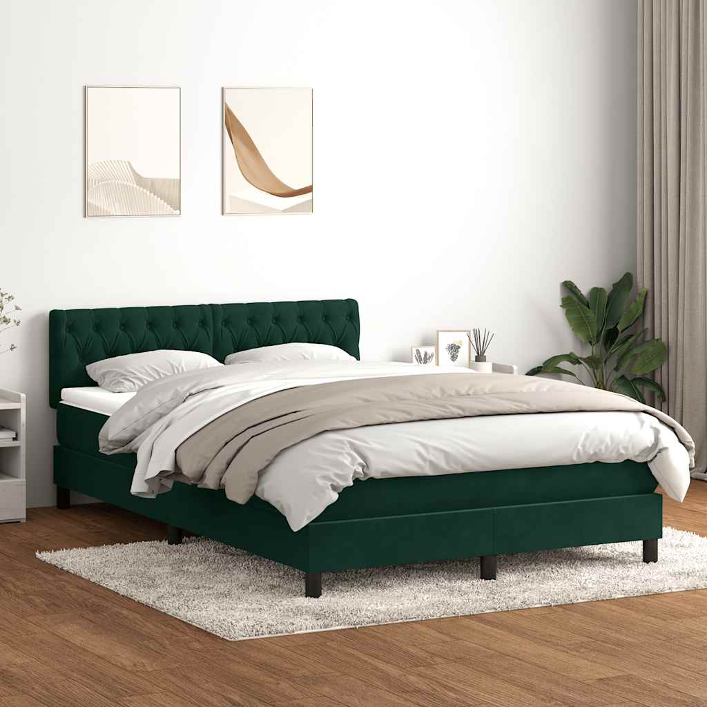 Box Spring krevet s madracem tamno zeleni 160x220 cm baršun