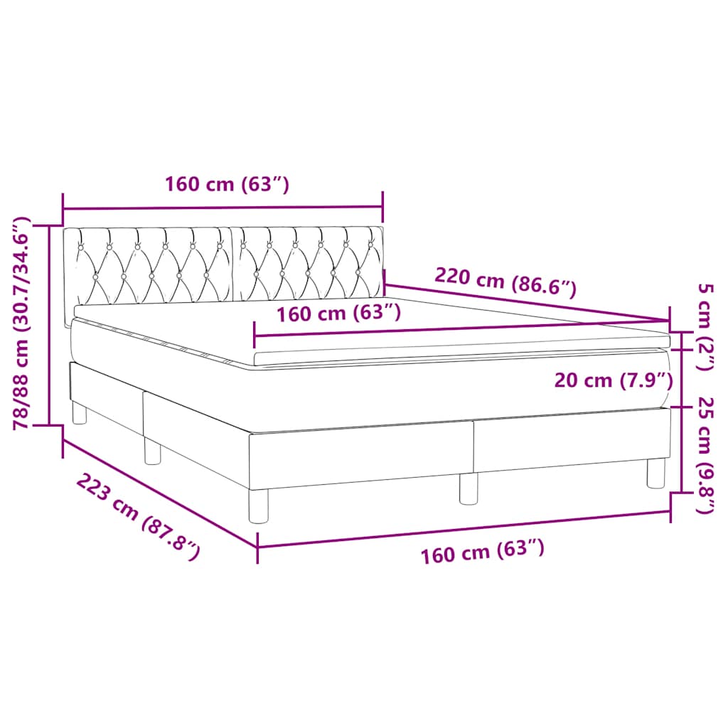 Box Spring krevet s madracem ružičasti 160x220 cm baršun